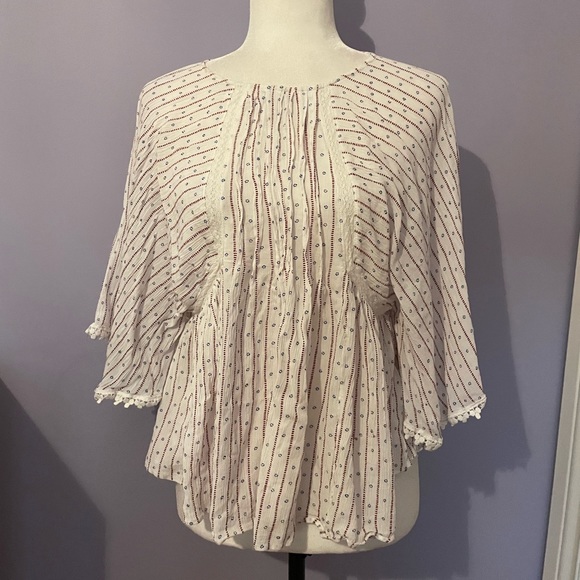 Anthropologie Moon River Boho Stripped Blouse - Picture 5 of 9